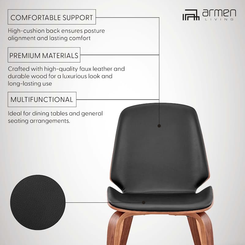 Brinley Walnut or Black Wood Upholstered Dining Chair