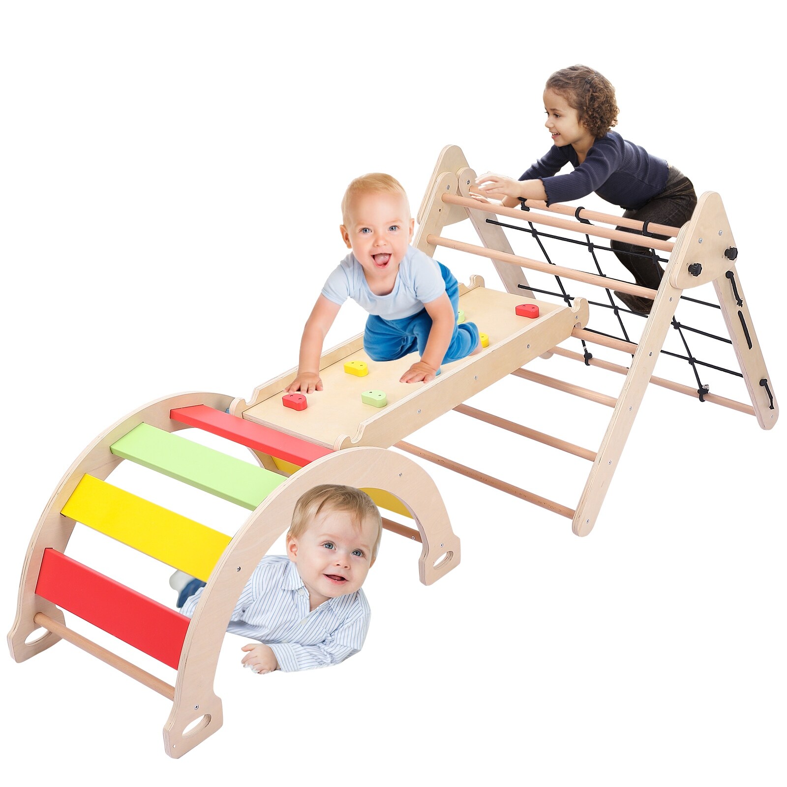 Toddler Indoor Playset 3 in 1 Wooden Climbing Toys Climbing Sliding Triangle Folding Climbing On Sale Bed Bath Beyond 39149280