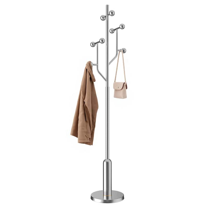 Freestanding Metal Coat Rack Stand Heavy Duty Coat Tree, Single - 70.9"H x 16.9"W(top) x 12.6"Dia(base)