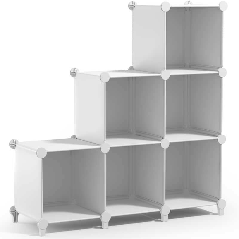 Sorbus Cube Storage Organizer – Waterproof Cubby Shelf for Closet, Toys, Books, Shoes, Décor – Space-Saving Bookshelf - 6 Pack - White