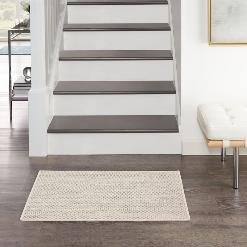 Nourison Courtyard Indoor/Outdoor Modern Geometric Area Rug - 2' x 3' Rectangle - Ivory/Silver