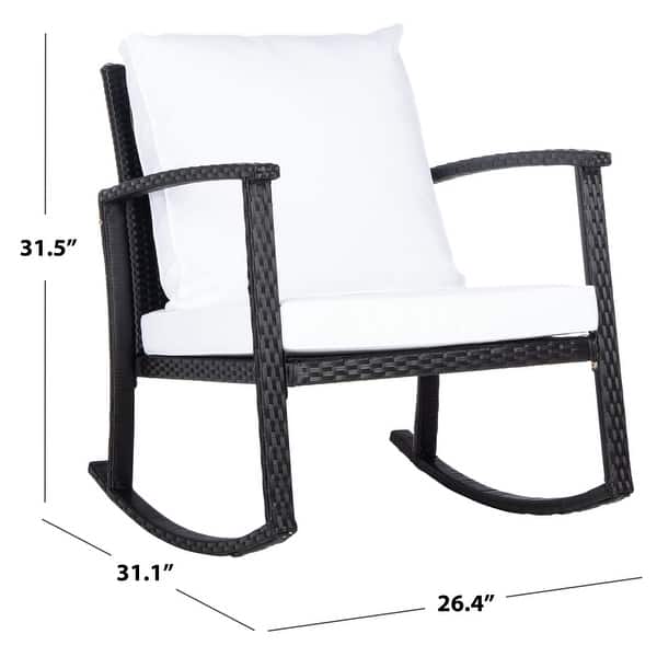 dimension image slide 0 of 4, SAFAVIEH Daire Outdoor Rocking Chair - 26" W x 31" D x 32" H