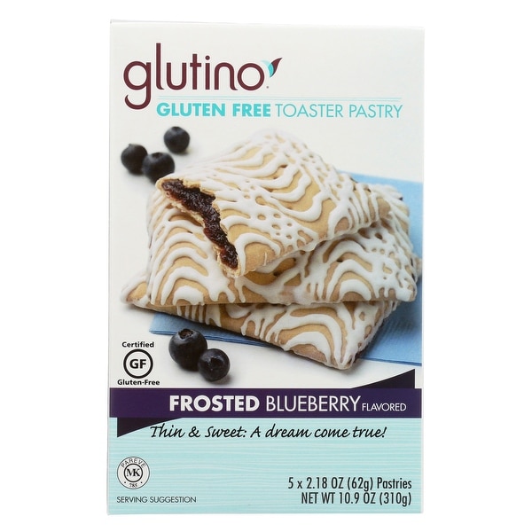 Glutino Frosted Toaster Pastry - Blueberry - Case of 6 - 10.9 oz.