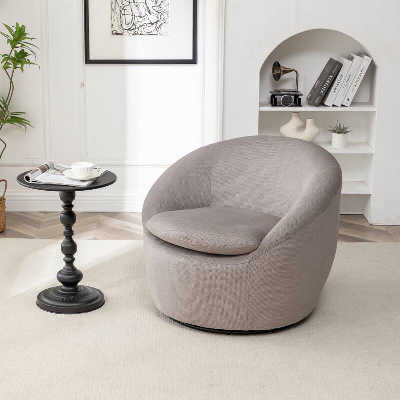 Round Armchair Office Chair Accent Chair with Plush Seat Cushion, Swivel Barrel Chair Single Lounge Sofa