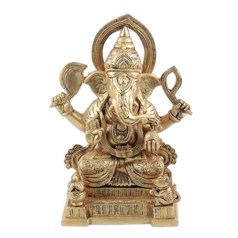 Novica Handmade Sublime Ganesha Brass Sculpture