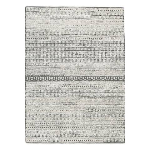 Otis 5 x 7 Modern Area Rug, Smoky Lined, Hand Tufted Wool, Medium, Gray - 6' x 7'