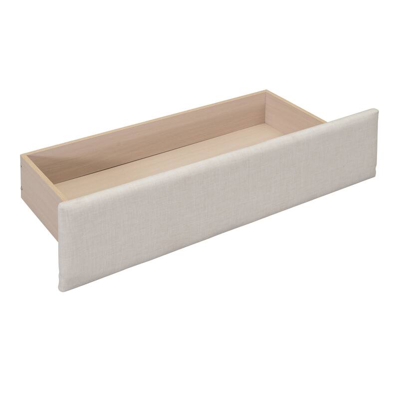 Twin Size Tufted Linen Upholstered Platform Bed with 2 Drawers