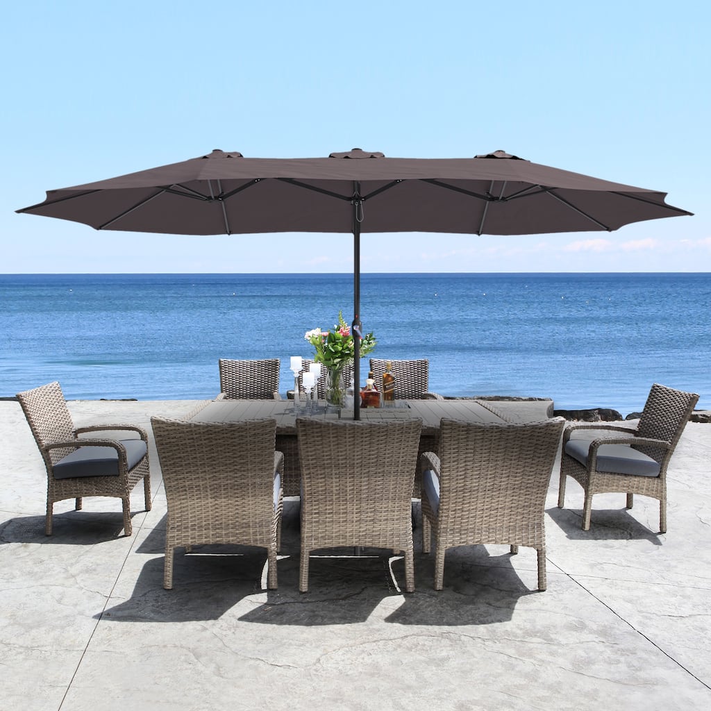 Clihome 15Ft Double-Sided Patio Market Umbrella with Base