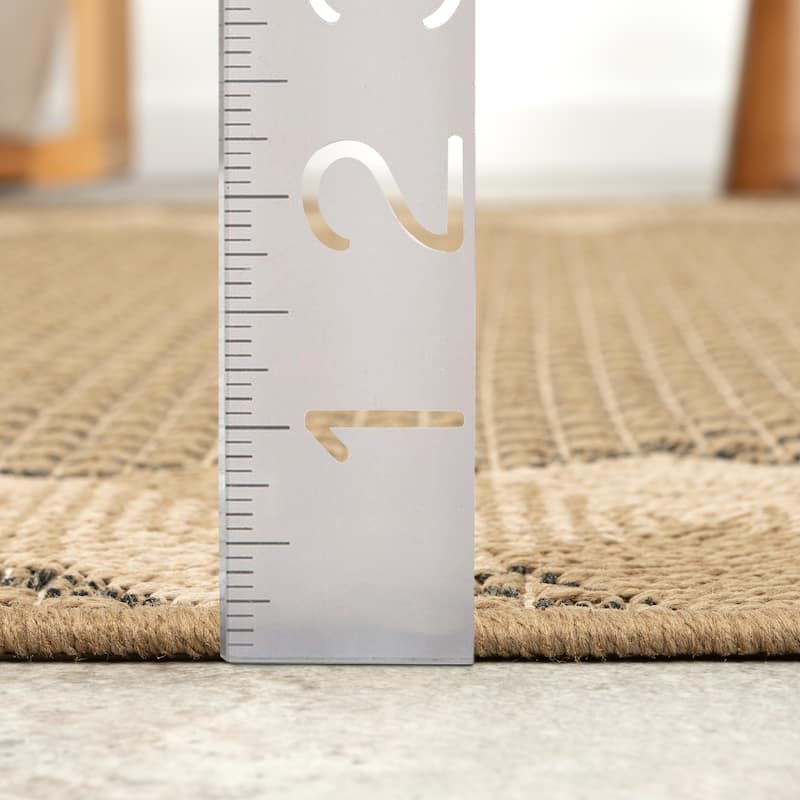 Abani Rugs Patio PAT130A Outdoor Grey Beige Checkered with Border Area Rug
