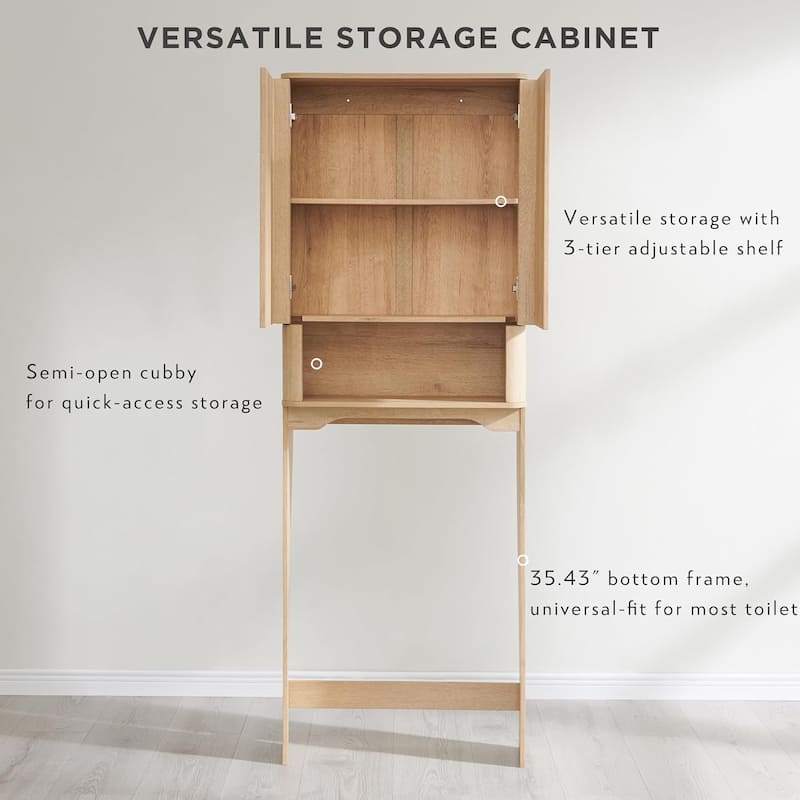 Modern Over The Toilet Storage Cabinet, Handle-Less Bathroom Cabinet - N/A