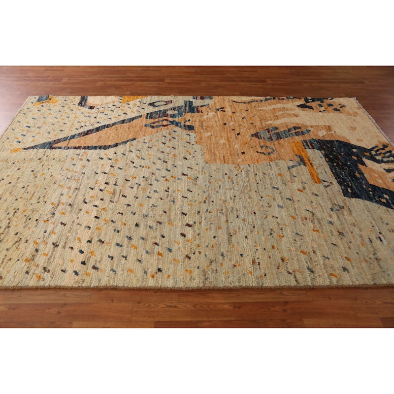 Multi-Color Moroccan Oriental Area Rug Hand-Knotted Wool Carpet - 6'2" x 9'8"