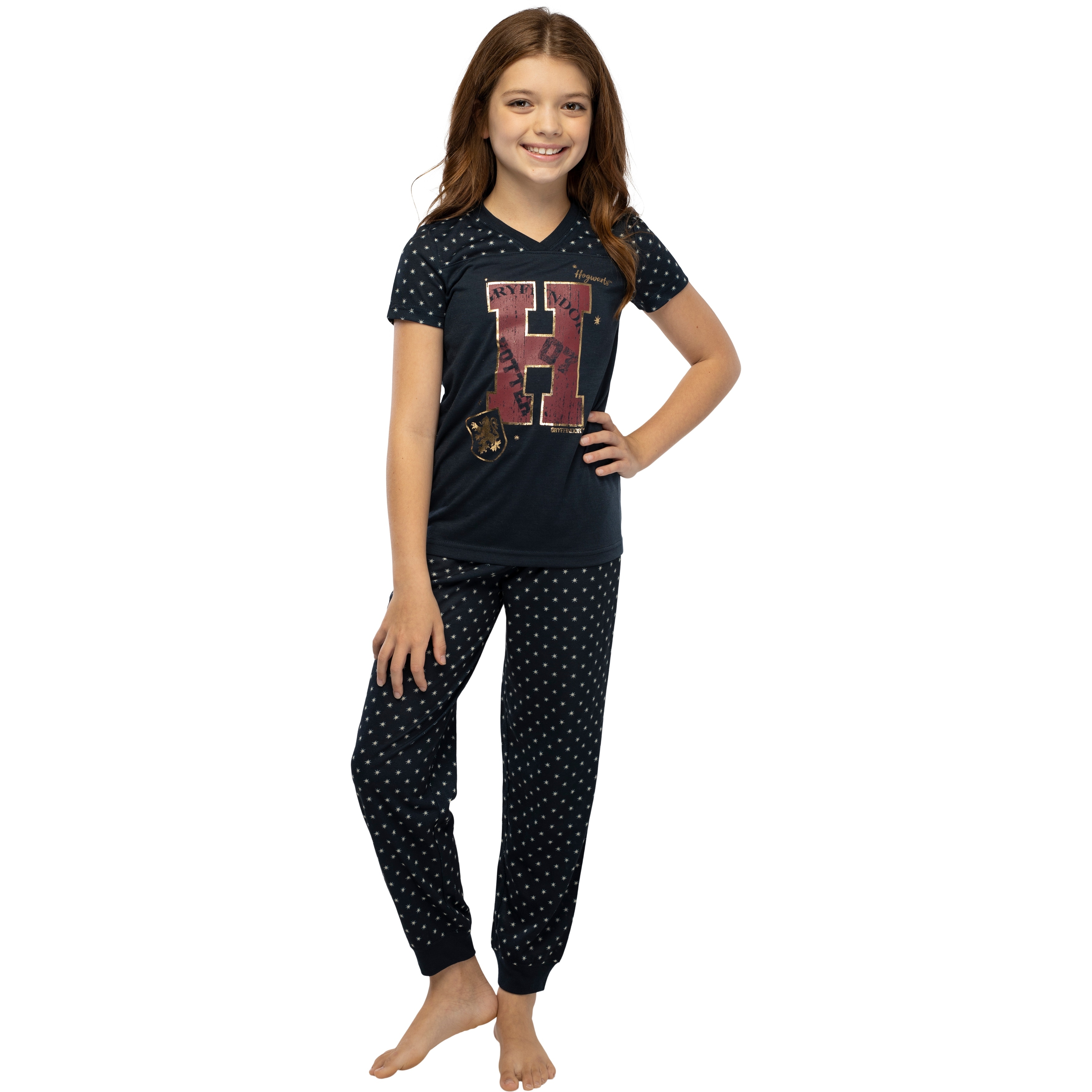 Harry Potter Girls H Is For Harry Gryffindor Athletic Shirt And Pants 2 Pc Pajama Set