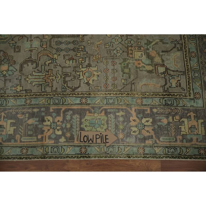 Hand Knotted Oriental 100% Wool Carpet Traditional Medallion Greys & Charcoal Tabriz Area Rug - 11' 2'' X 7' 7''