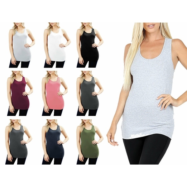 NioBe Clothing Womens Solid Cotton Racerback Tank Top