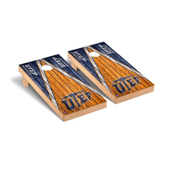 slide 2 of 5, Texas El Paso UTEP Miners Triangle Cornhole Board Set