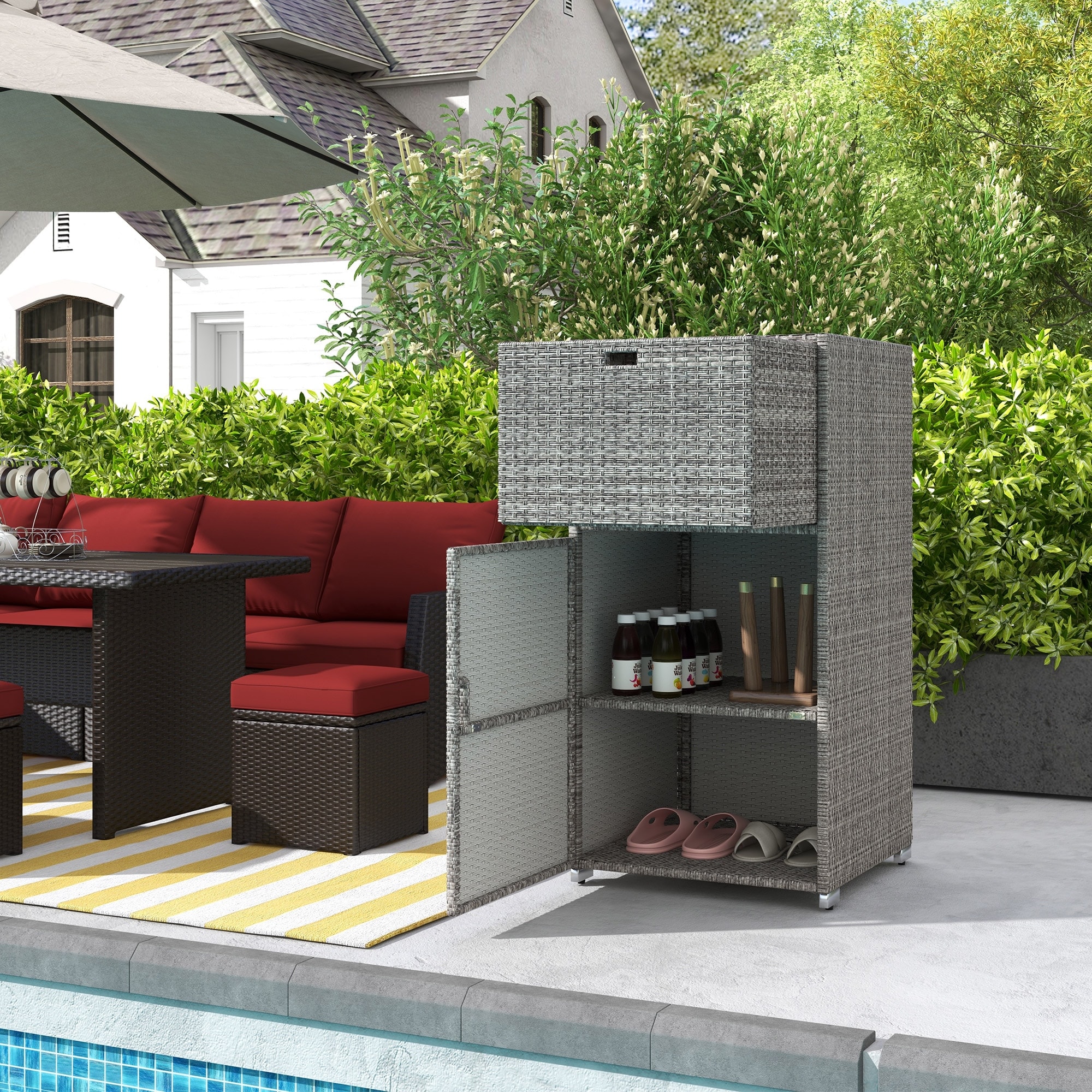 Outsunny Outdoor Towel Rack Pool Toy Cabinet Hot Tub Accessory