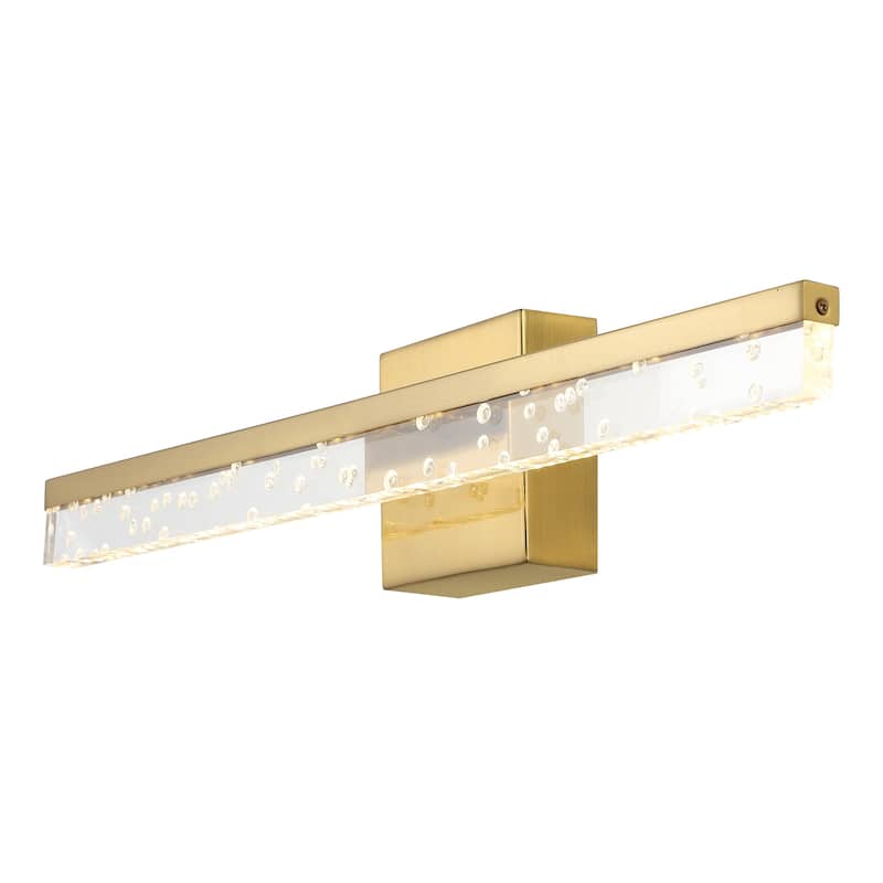 Baxter 22" 1-Light Modern Contemporary 360-Degree Rotatable Iron/Seeded Acrylic Integrated LED Vanity Light, by JONATHAN Y