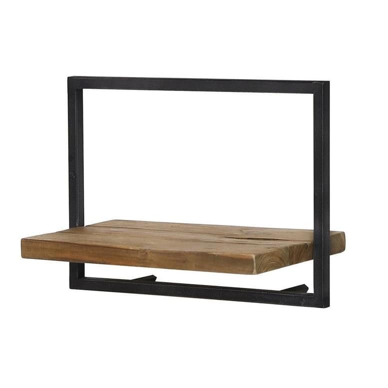 Wide 20" Wide Metal Frame Wall Shelf, Natural
