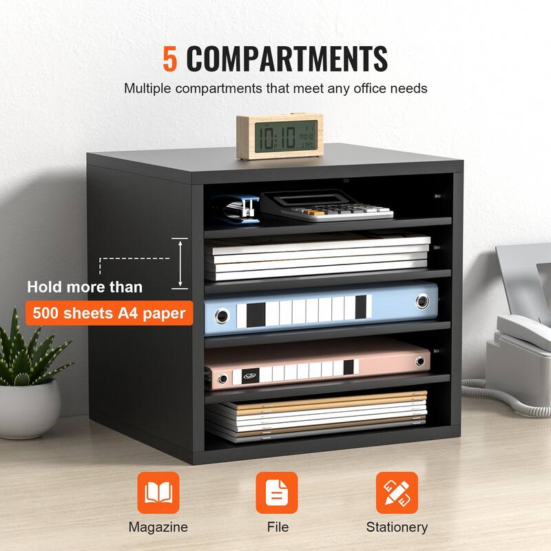 5 Compartments Office Literature Organizers Mailbox with Adjustable and Removable Shelves