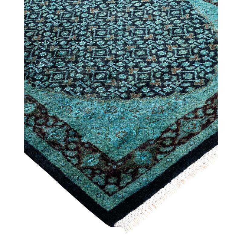 Fine Vibrance, One-of-a-Kind Hand-Knotted Runner Rug - Black, 2' 7" x 12' 2" - 2' 7" x 12' 2"