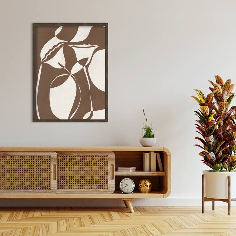 Bound By Beauty No. 3 by Shatha Al Dafai Wood Framed Wall Art Print - Woodgrain Stripe Chocolate