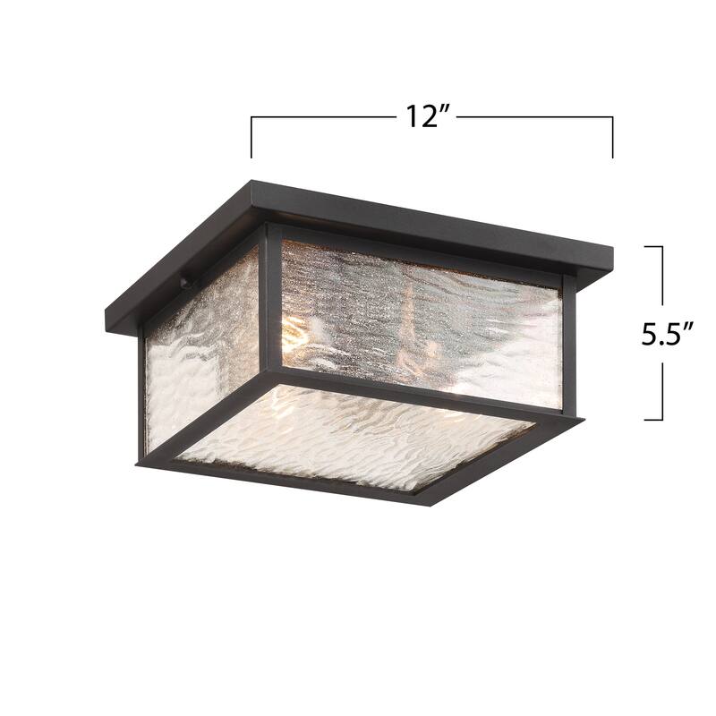 Artcraft Estate 3-Light Outdoor Flush Mount - Black with Brass Accent