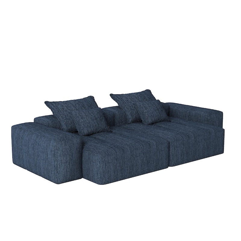 113.39" Chenille Modular 4-Seater Sofa, Sparkling Tufted Design, Non-Slip Base