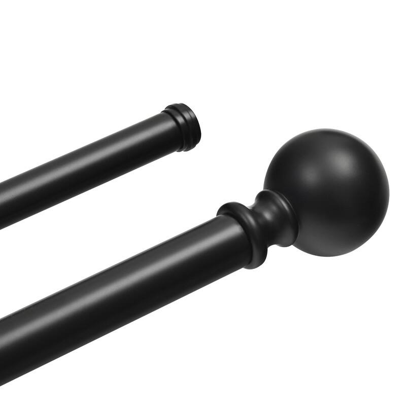 Utopia Alley Wall Mounted Window Treatment Telescoping Double Curtain Rod Set with Classic Cap, 1-Inch Diameter, Black