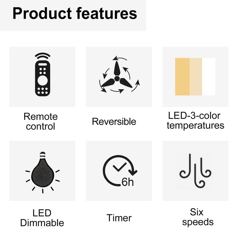 LED Matte Black Large Smart Ceiling Fan with Remote Control