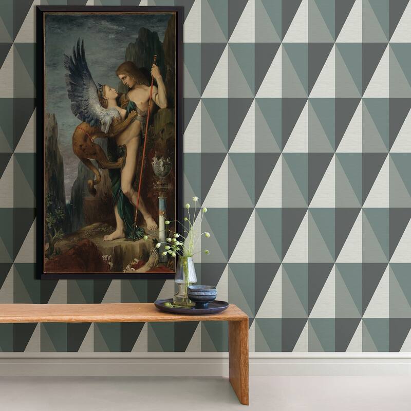 A-Street Prints Aspect Teal Geometric Faux Grasscloth Wallpaper