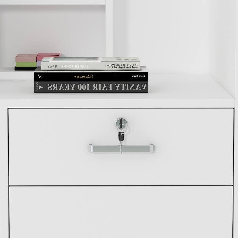 Timehchee 55.1"W 43.3"H Rectangular Wood Reception Desk White