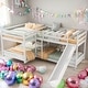 preview thumbnail 10 of 16, 4 Beds In 1 Full And Twin Size L-Shaped Bunk Bed With Slide,Ladder White