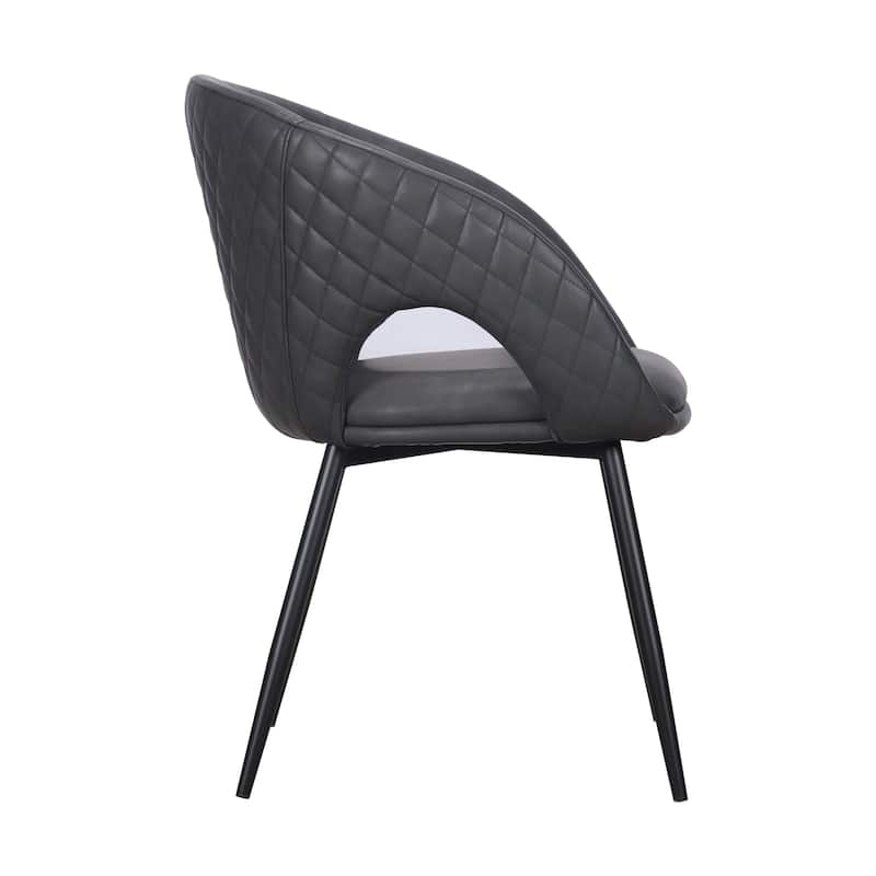 Dining Chair with PU Seat and Black Metal legs