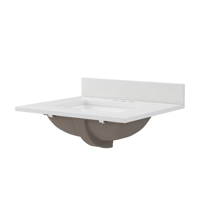 CRAFT + MAIN QZ25224R 25" Quartz Vanity Top with Backsplash and