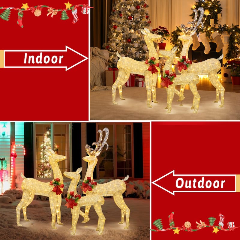 Futzca 3 Deer Family Christmas Lights, Outdoor/Indoor Holiday Decoration