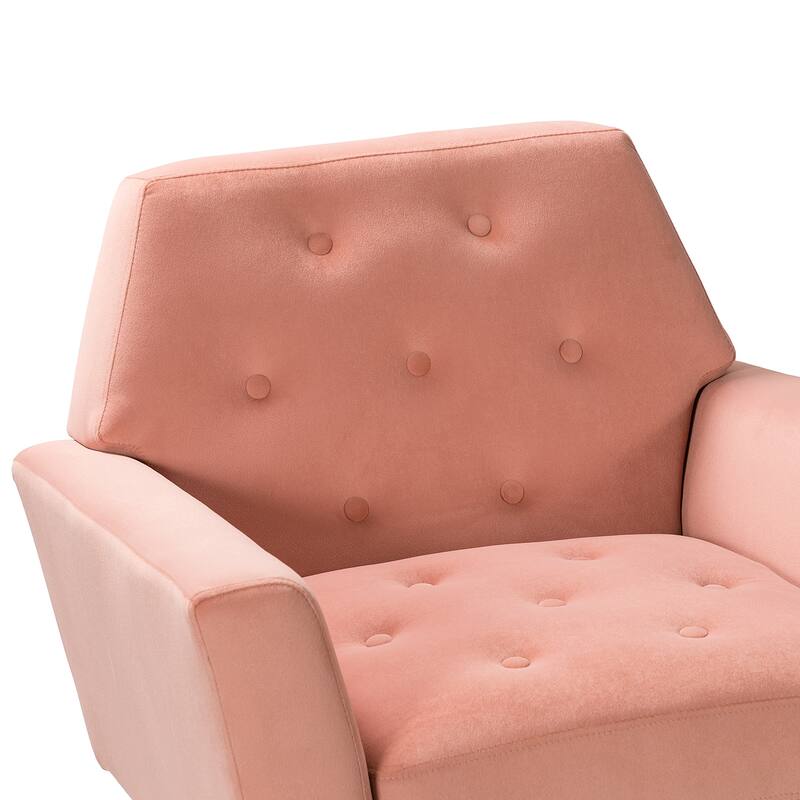 Lilia Contemporary Velvet Upholstered Tufted Back Armchair with Metal Golden legs Set of 2 by HULALA HOME