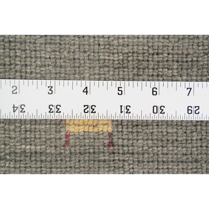 Hand Knotted Oriental 100% Wool Carpet Tribal Animal Pictorial Green Gabbeh Runner Rug - 9' 8'' X 2' 4''