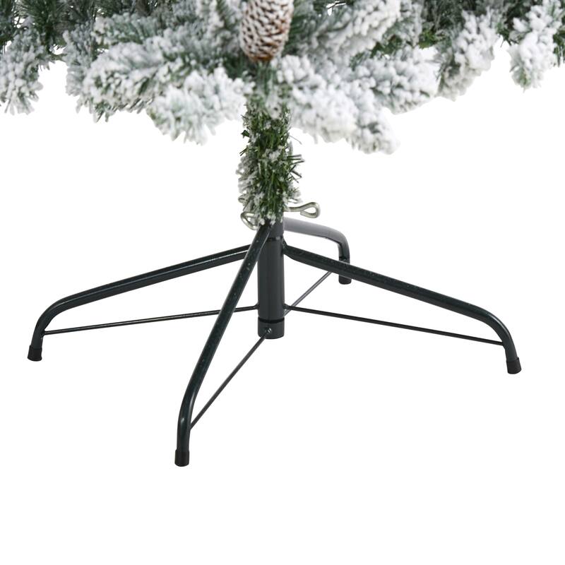 6' Flocked Livingston Fir Artificial Christmas Tree with Pine Cones