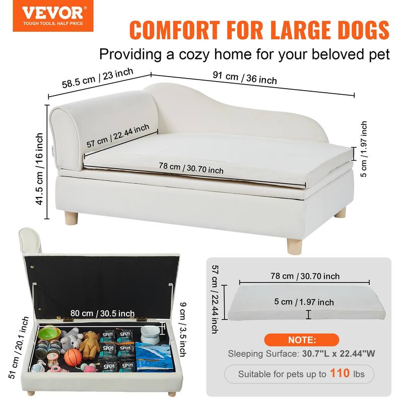 VEVOR Pet Sofa, Dog Couch for Dogs and Cats, Soft Velvety Dog Sofa Bed