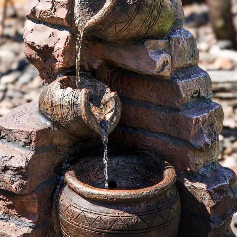 Sunnydaze Crumbling Bricks Solar Water Fountain - 27"
