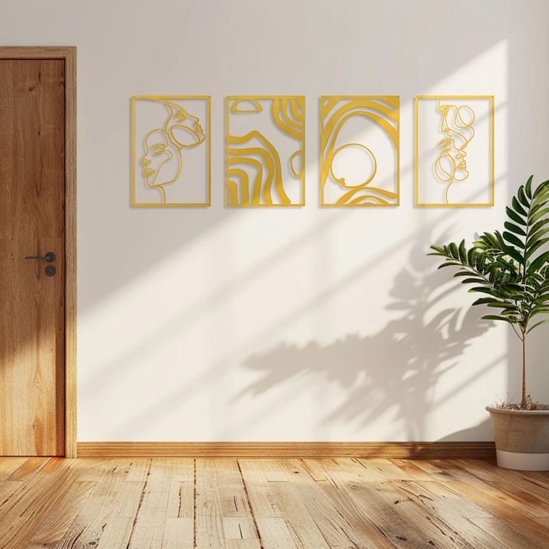 Art3d Metal Framed Wall Art Set-4-sheet Black or Gold 17"x12"