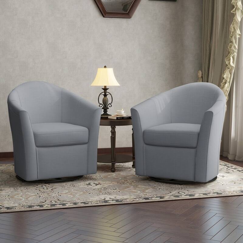 UIXE Swivel Barrel Accent Chair with Metal Base - 30.7"W x 29.9"H x 27.5"D