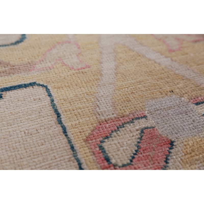 Hand Knotted Oriental 100% Wool Carpet Transitional All-Over Beige & Ivories Oushak Area Rug - 13' 9'' X 9' 11''