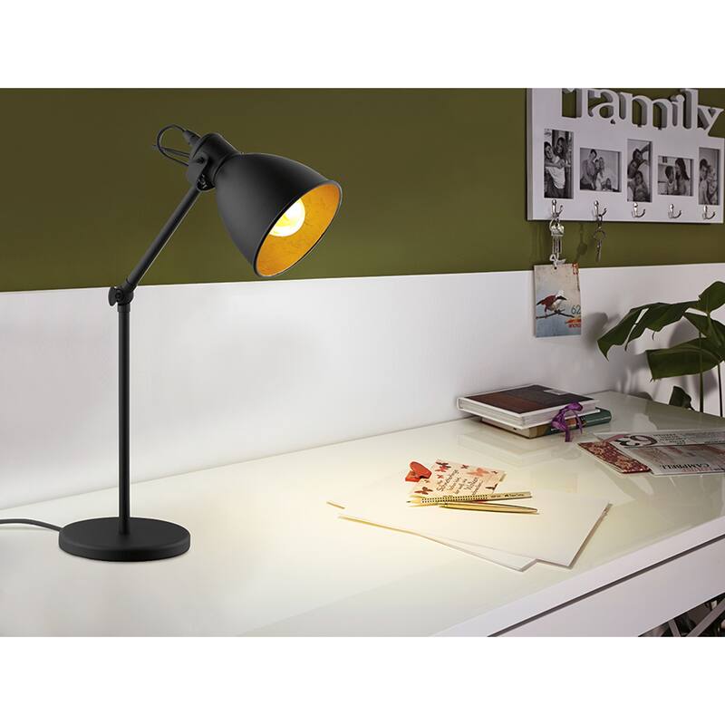 Eglo Priddy 2 Black 1-Light Floor Lamp with Black Exterior Gold Interior - Black