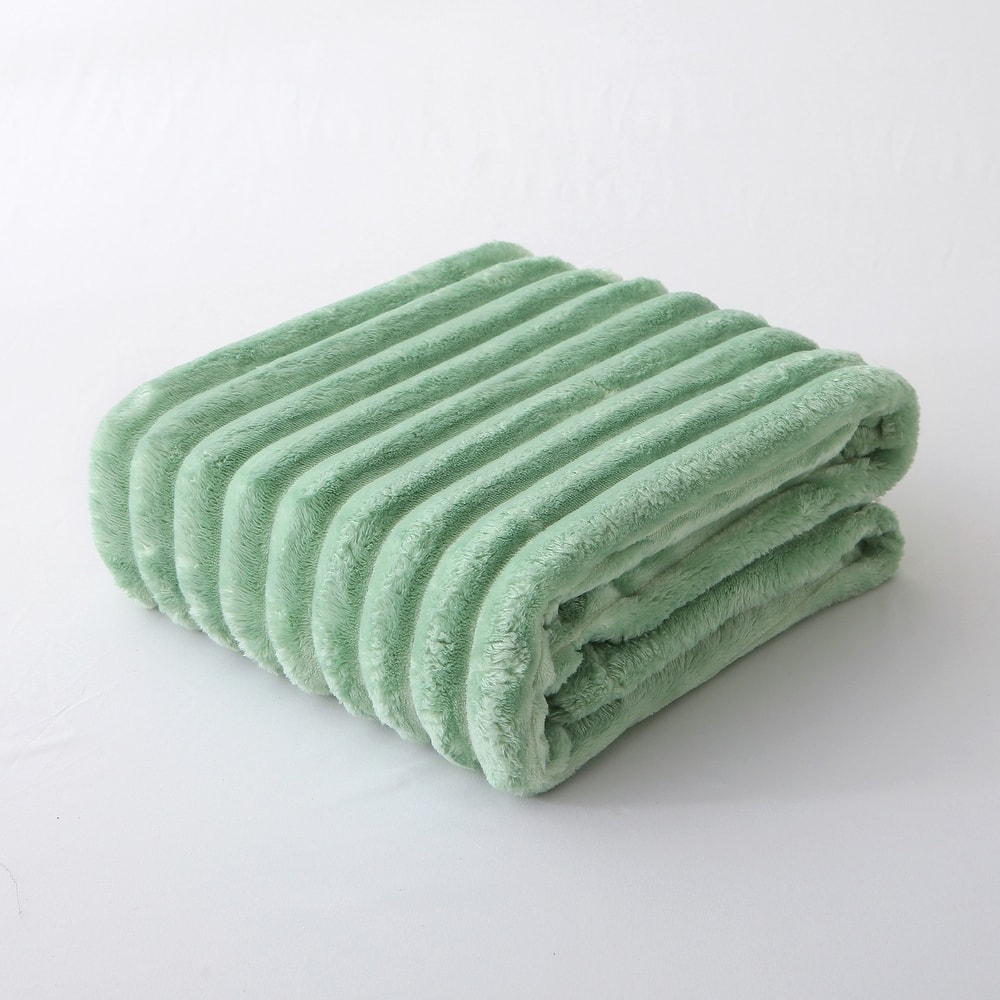 Lightweight Ribbed Cord Flannel Fleece Blanket