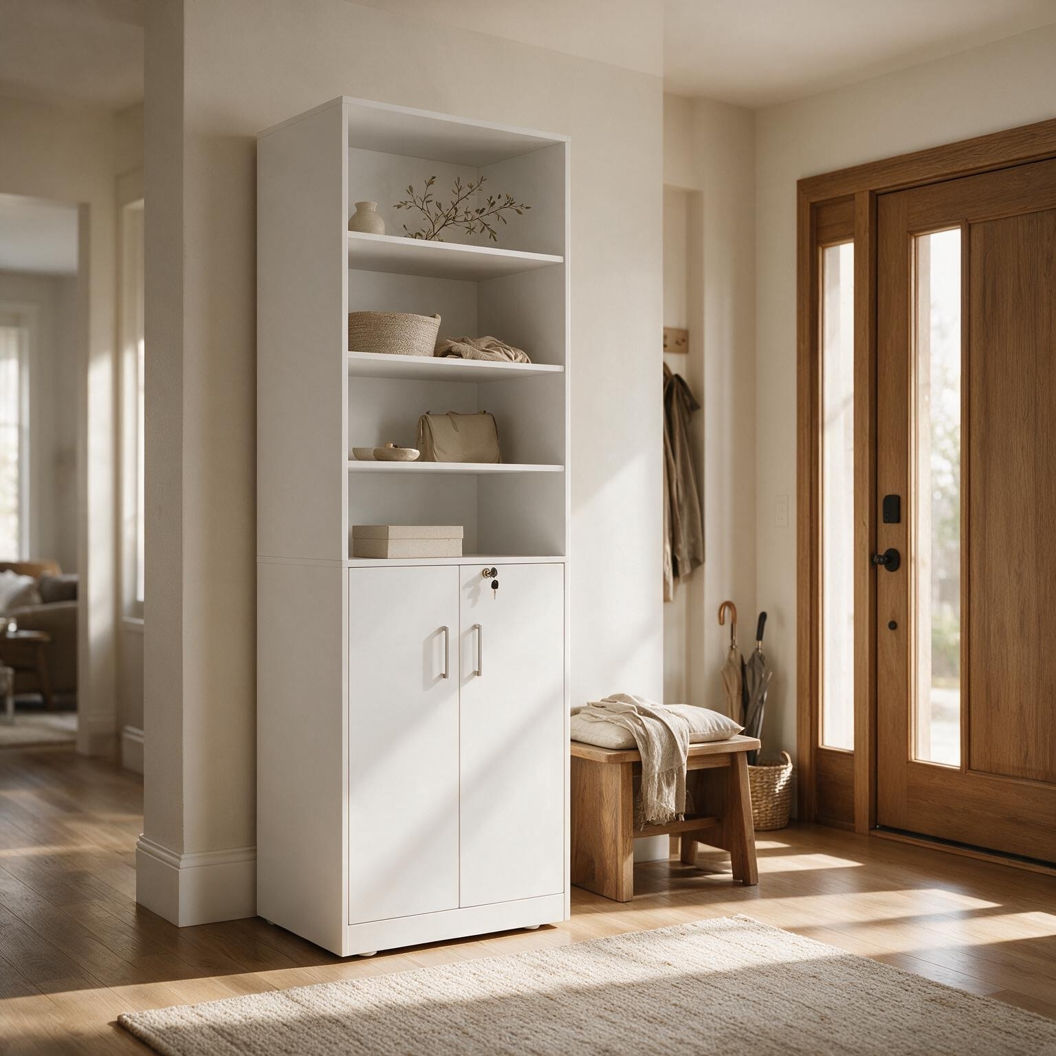 Minimalist Tall Freestanding Entryway Storage Cabinet