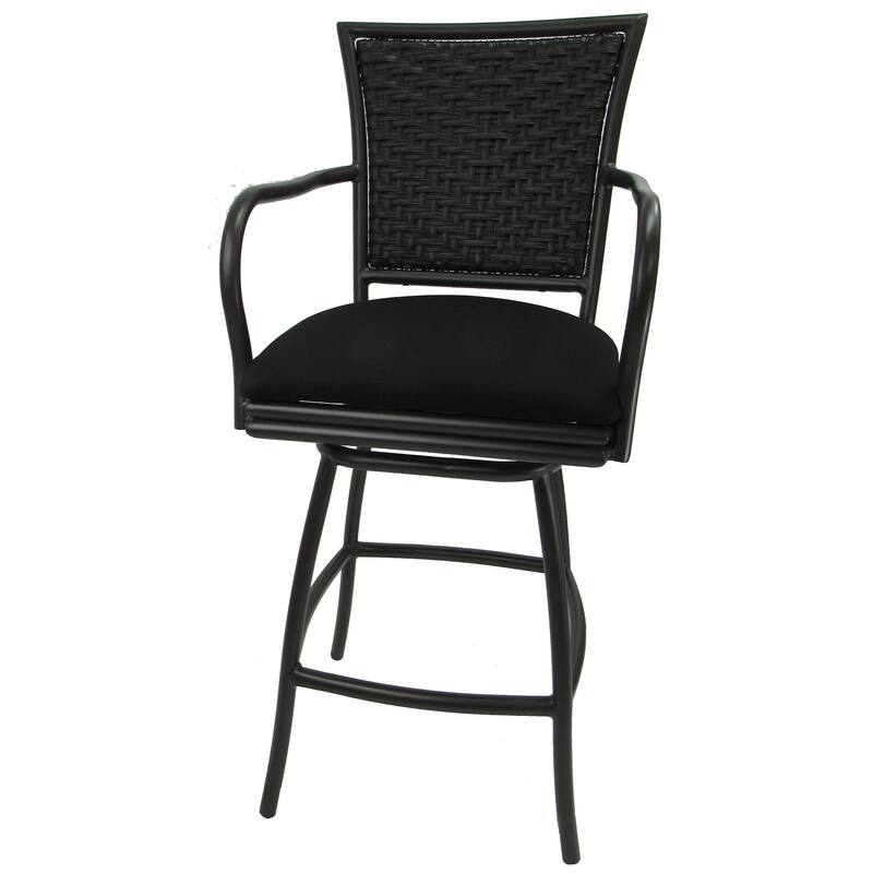 Swivel Counter 26" Bar Stool with Arms Erin - Brown or Biege Frame - 26 inch Seat - Black Linen