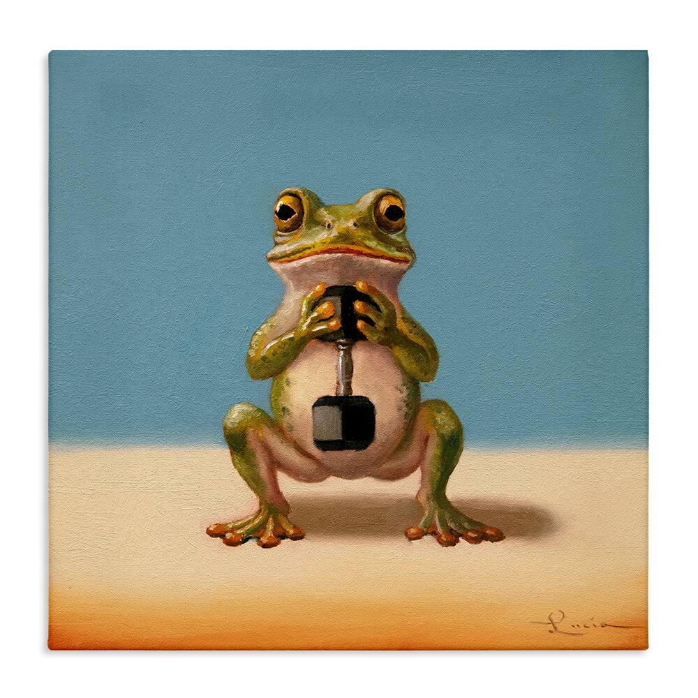 Stupell Frog Lifting Weights Canvas Wall Art Design By Lucia Heffernan