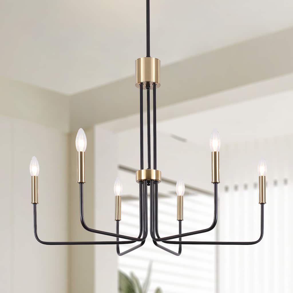 Zjvaive 6-Light Modern Linear Minimalist Candlestick Chandelier for Dining Room Bedroom Foyer