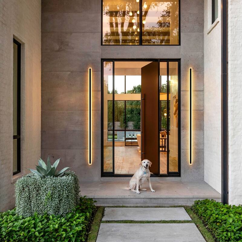 Modern Black Linear Rectangular Strip Exterior Sconce Integrated LED Waterproof IP65 Outdoor Wall Light